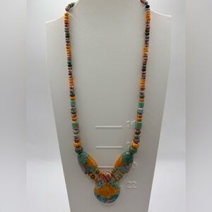 Jay King Desert Rose Trading Spiny Oyster & Turquoise Inlay Necklace